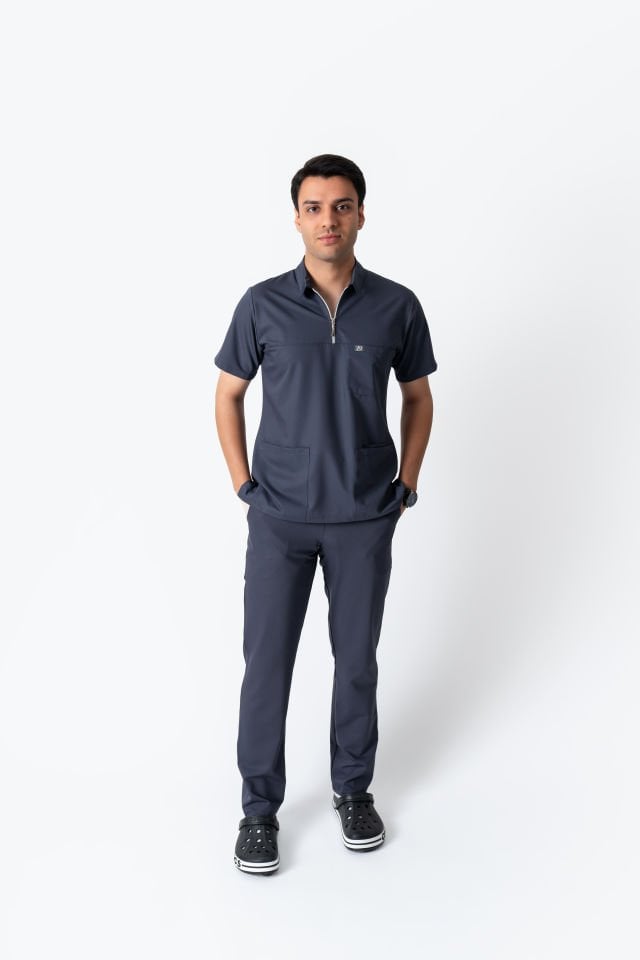 960 Koyu Gri Polo Yaka Fermuarlı Takım