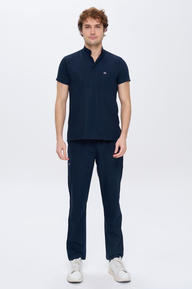 980 Lacivert Gizli Çıtçıtlı Gizli Cepli Likralı Viscon Takım(Pantolon Kargo Cep)