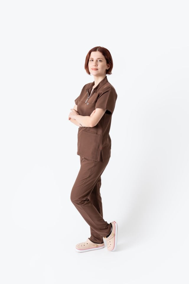 960 Kahverengi Polo Yaka Fermuarlı Takım