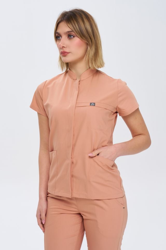 930 Kavuniçi Gizli Çıtçıtlı Likralı Viscon Takım(Pantolon Kargo Cep)