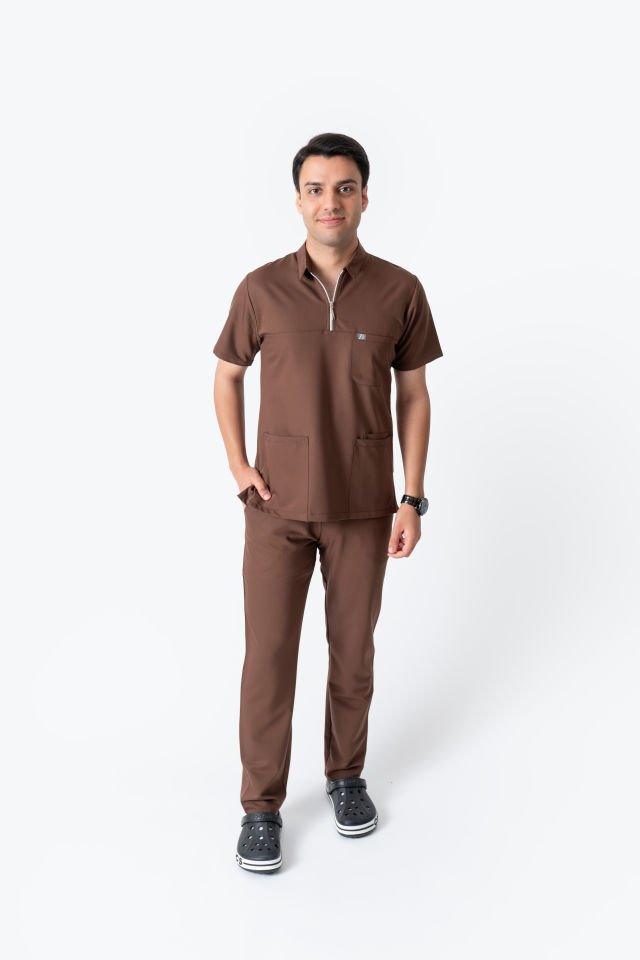 960 Kahverengi Polo Yaka Fermuarlı Takım