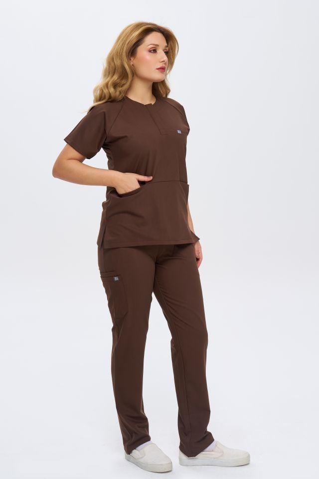 920 Kahverengi  Bisiklet Yaka Lİkralı Viscon Takım (Pantolon Kargo Cep)