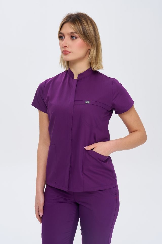 930 Mor Gizli Çıtçıtlı Likralı Viscon Takım(Pantolon Kargo Cep)