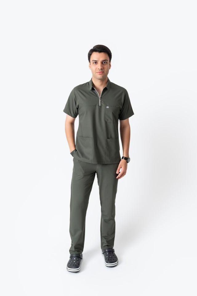 960 Haki Yeşil Polo Yaka Fermuarlı Takım