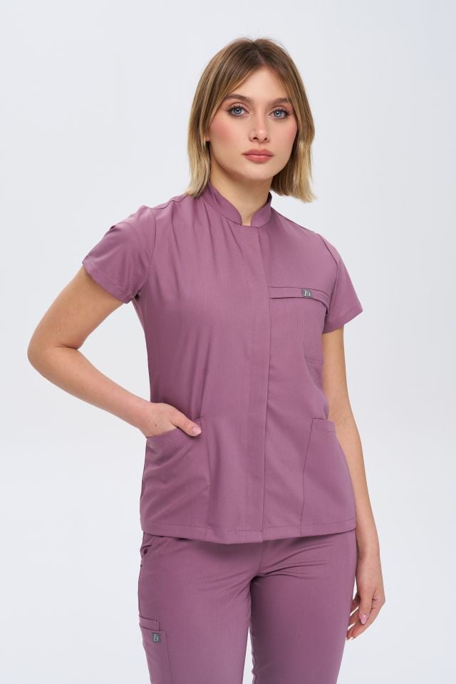 930  Lila  Gizli Çıtçıtlı Likralı Viscon Takım(Pantolon Kargo Cep)