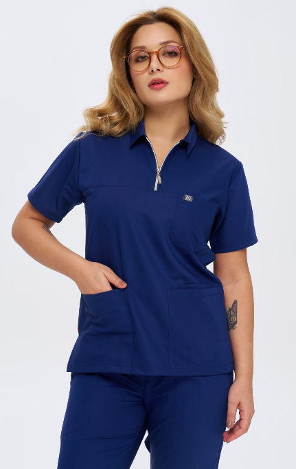 960 İndigo Mavisi Polo Yaka Fermuarlı Takım