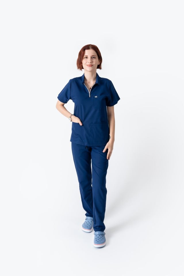 960 İndigo Mavisi Polo Yaka Fermuarlı Takım