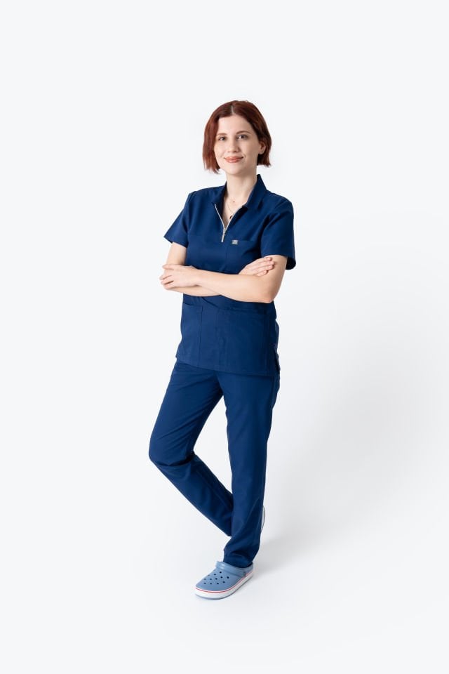 960 İndigo Mavisi Polo Yaka Fermuarlı Takım