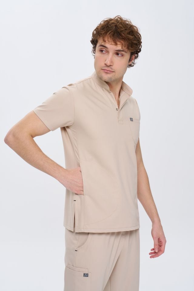 980 Bej Gizli Çıtçıtlı Gizli Cepli Likralı Viscon Takım(Pantolon Kargo Cep)