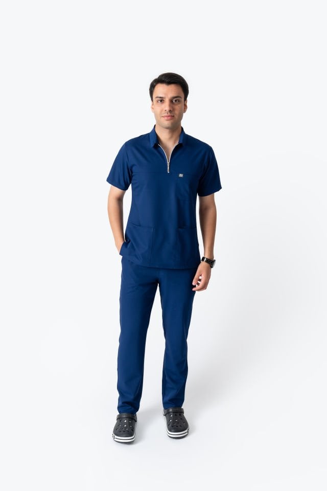 960 İndigo Mavisi Polo Yaka Fermuarlı Takım