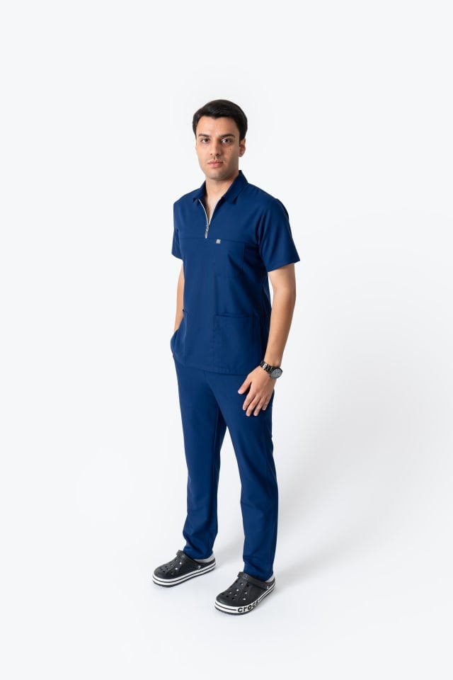 960 İndigo Mavisi Polo Yaka Fermuarlı Takım