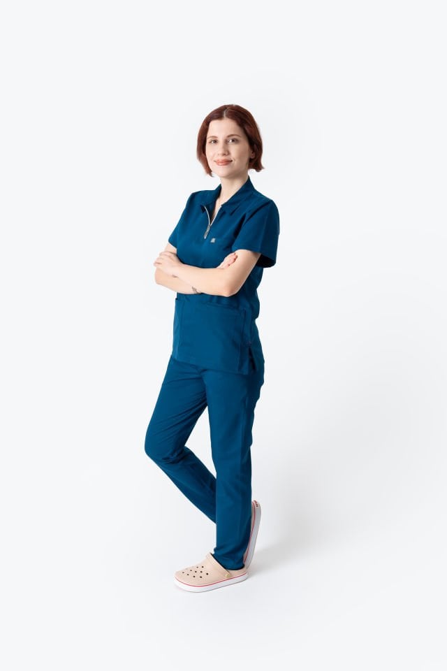 960 Petrol Mavisi Polo Yaka Fermuarlı Takım