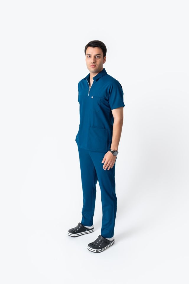 960 Petrol Mavisi Polo Yaka Fermuarlı Takım