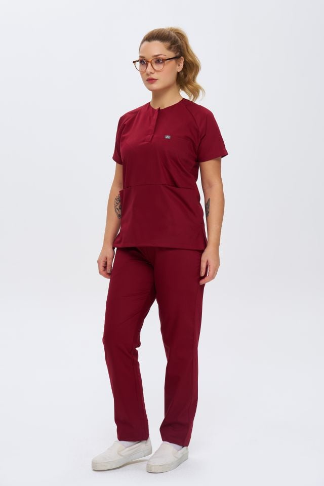 920 Bordo  Bisiklet Yaka Lİkralı Viscon Takım (Pantolon Kargo Cep)