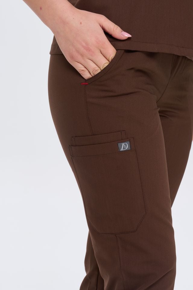 930 Kahverengi   Gizli Çıtçıtlı Likralı Viscon Takım(Pantolon Kargo Cep)