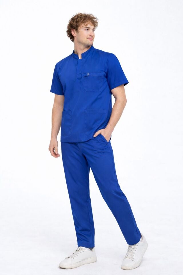 955 Saks Mavi Likralı Viscon Takım