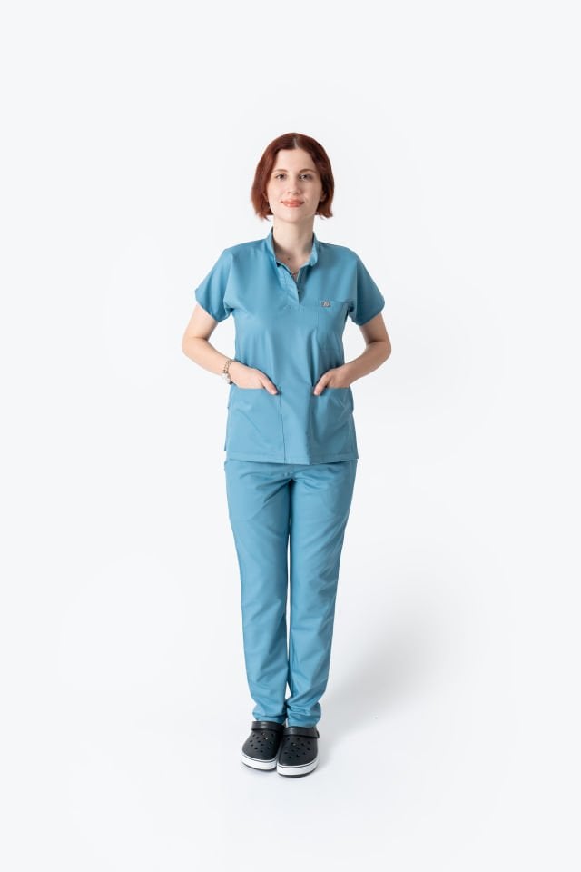 940 Açık Mavi Hakim Yaka Gizli Çıtçıtlı Takım