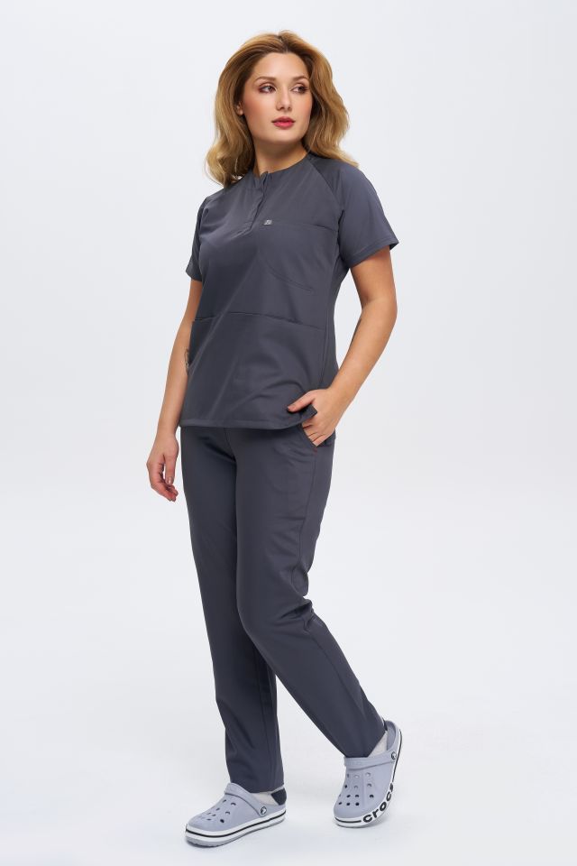 920 Gri Bisiklet Yaka Lİkralı Viscon Takım (Pantolon Kargo Cep)