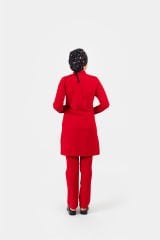 802 Kırmızı Likralı Viscon Kumaş Tesettür Takım