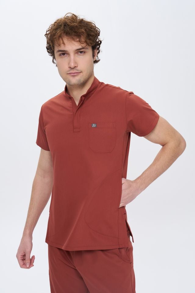 980 Kiremit Gizli Çıtçıtlı Gizli Cepli Likralı Viscon Takım(Pantolon Kargo Cep)