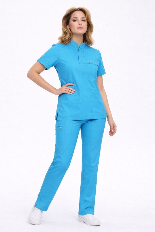 955 Uzman Hekim,Diş Hekim Forması Likralı Viscon Takım Alaskan Blue ( ARMA YANINDA GÖNDERİLECEKTİR)