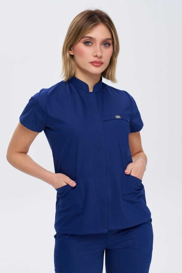 930 İndigo  Gizli Çıtçıtlı Likralı Viscon Takım(Pantolon Kargo Cep)