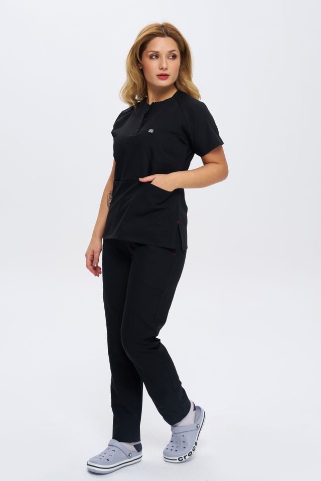 920 Siyah  Bisiklet Yaka Lİkralı Viscon Takım (Pantolon Kargo Cep)