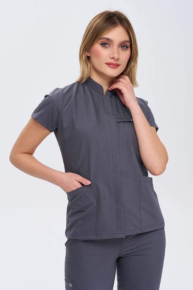 930  Gri  Gizli Çıtçıtlı Likralı Viscon Takım(Pantolon Kargo Cep)