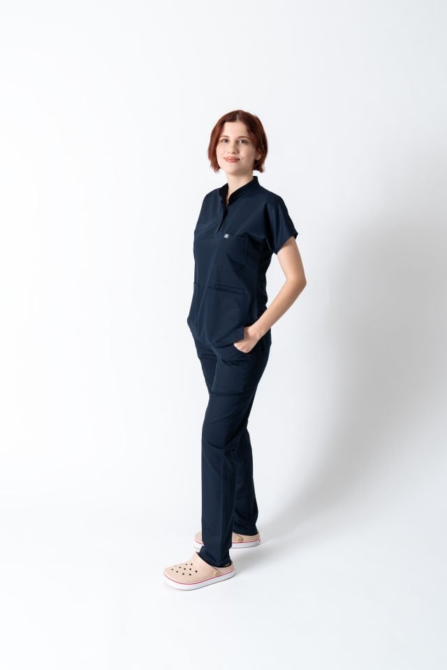 940 Lacivert Hakim Yaka Gizli Çıtçıtlı Takım