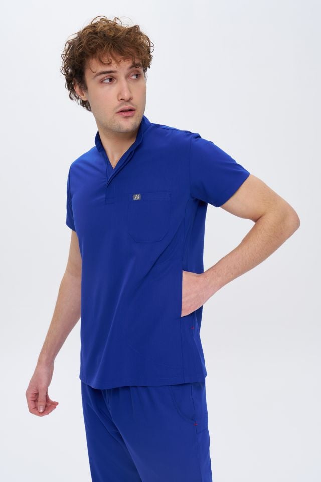 980 Saks Mavi  Gizli Çıtçıtlı Gizli Cepli Likralı Viscon Takım(Pantolon Kargo Cep)