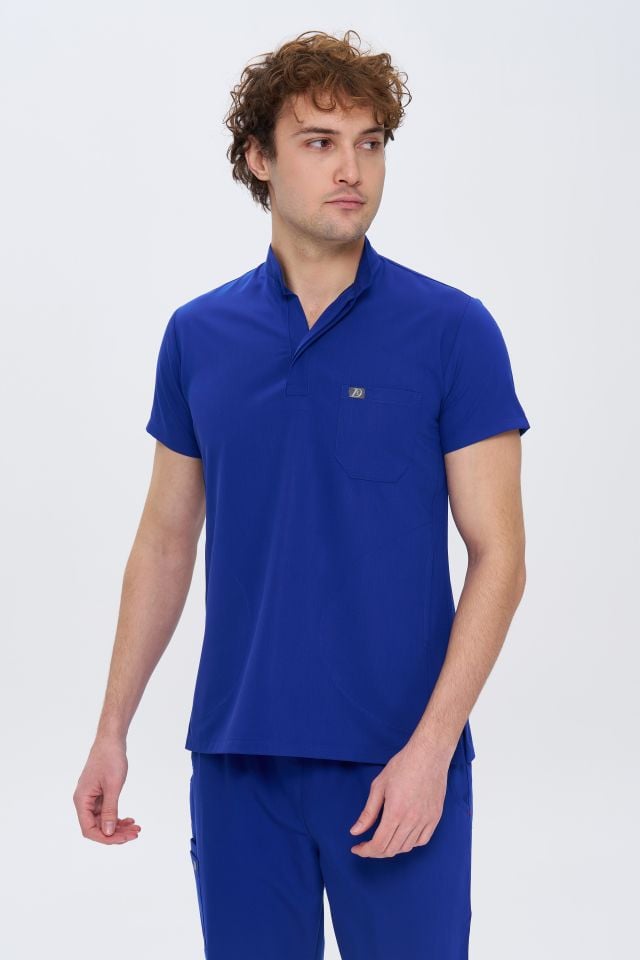 980 Saks Mavi  Gizli Çıtçıtlı Gizli Cepli Likralı Viscon Takım(Pantolon Kargo Cep)