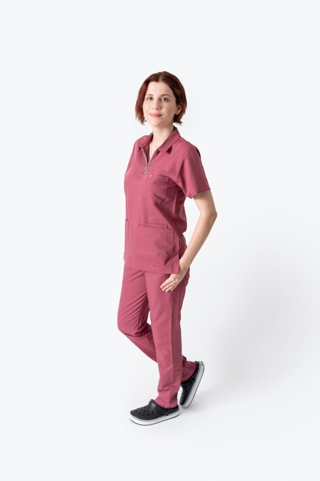 960 Gül Kurusu Polo Yaka Fermuarlı Takım