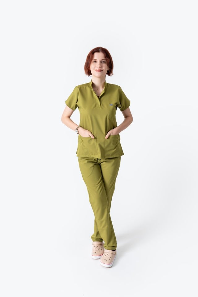 940 Yağ Yeşili Hakim Yaka Gizli Çıtçıt Takım