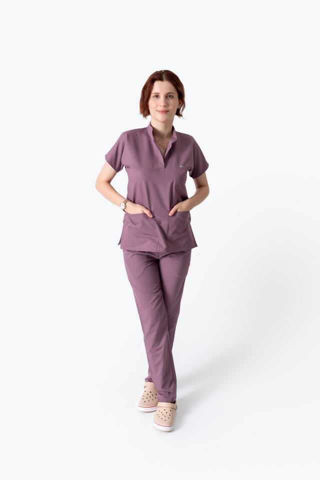 940 Lila Hakim Yaka Gizli Çıtçıtlı Takım