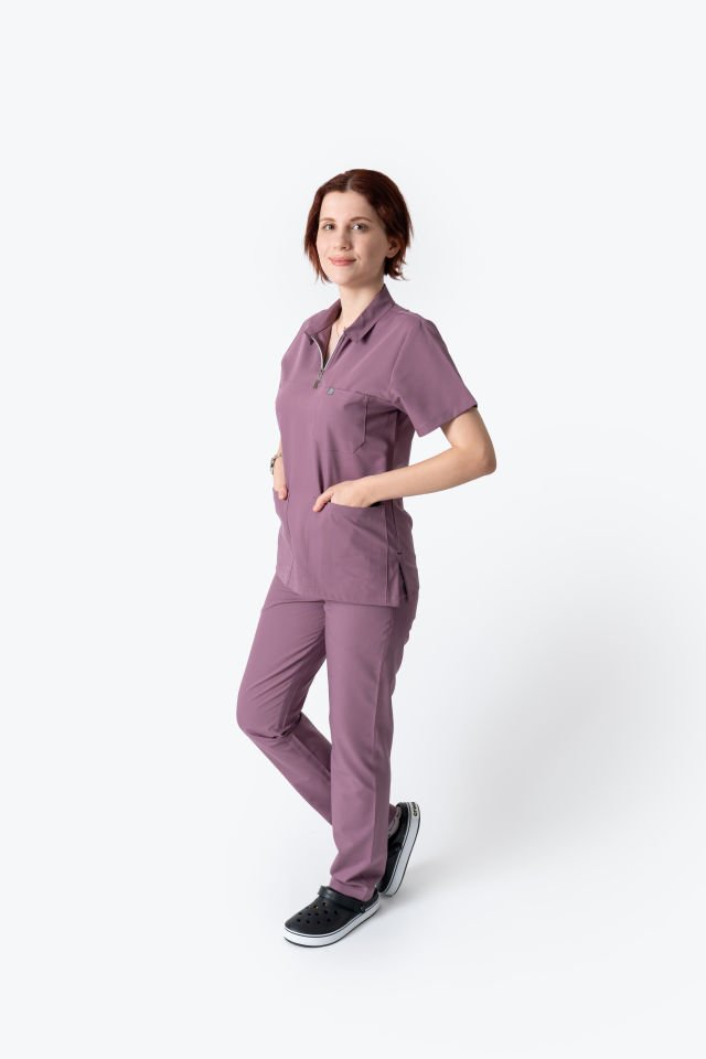 960 Lila Polo Yaka Fermuarlı Takım