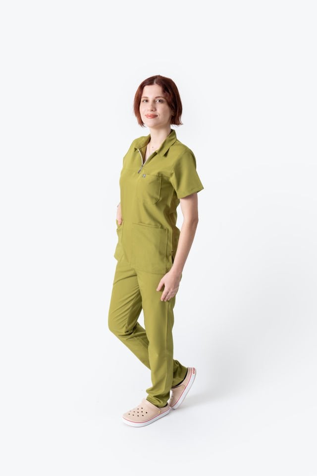 960 Yağ Yeşili Polo Yaka Fermuarlı Takım