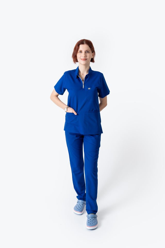 960 Saks Mavisi Polo Yaka Fermuarlı Takım