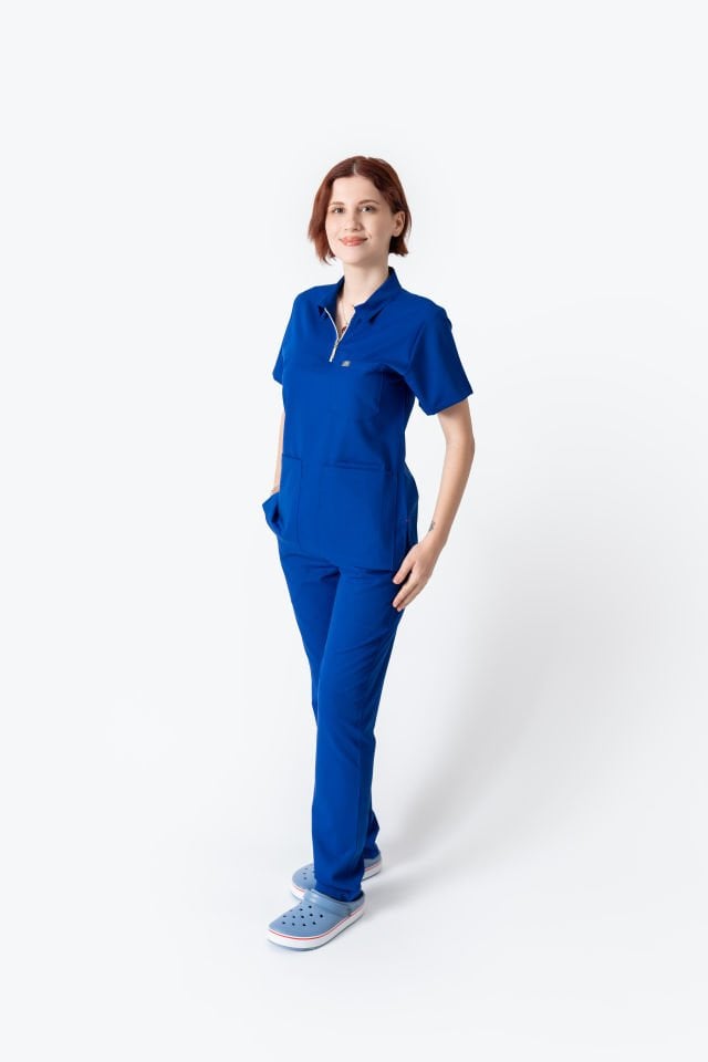 960 Saks Mavisi Polo Yaka Fermuarlı Takım