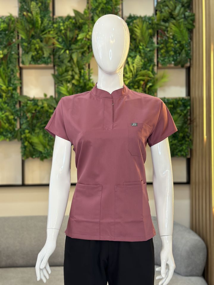 940 Gül Kurusu Hakim Yaka Gizli Çıtçıtlı Tek Üst