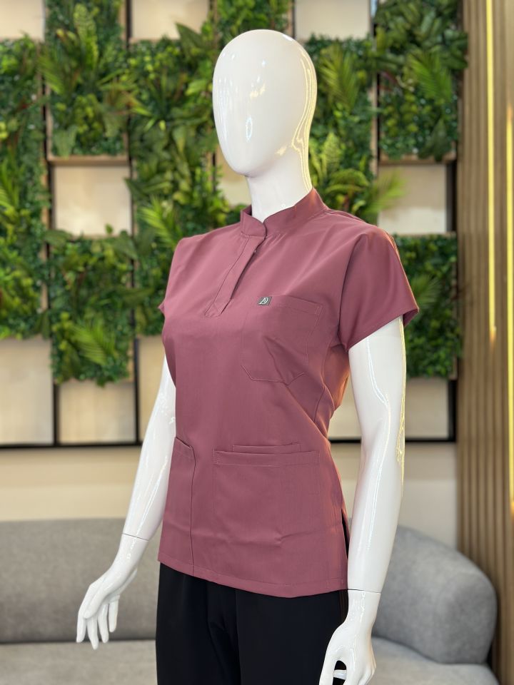 940 Gül Kurusu Hakim Yaka Gizli Çıtçıtlı Tek Üst