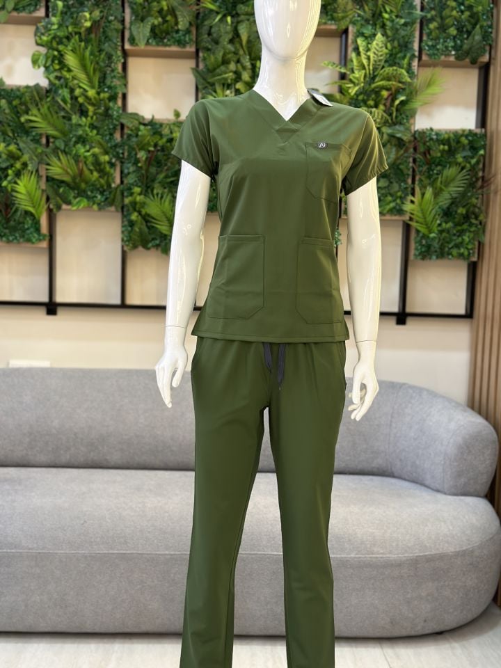 925 Kına Yeşili Likralı Viscon Kumaş Takım