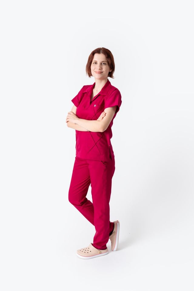 970 Vişne Rengi Cepleri Çapraz Dikişli Takım