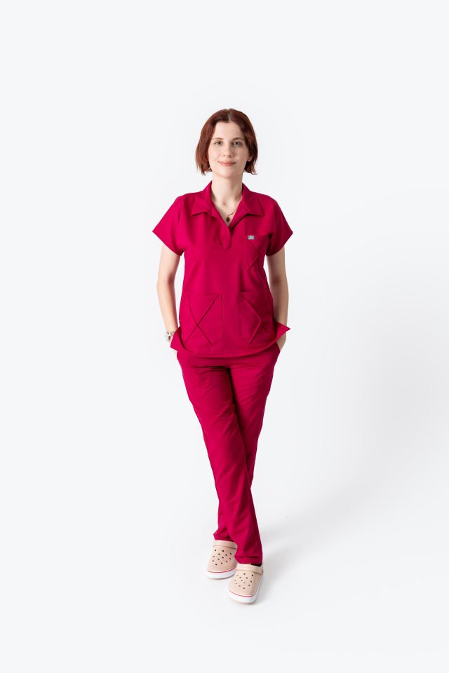 970 Vişne Rengi Cepleri Çapraz Dikişli Takım