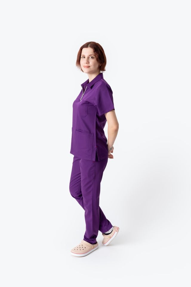 960 Mor Polo Yaka Fermuarlı Takım