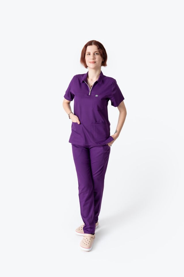 960 Mor Polo Yaka Fermuarlı Takım