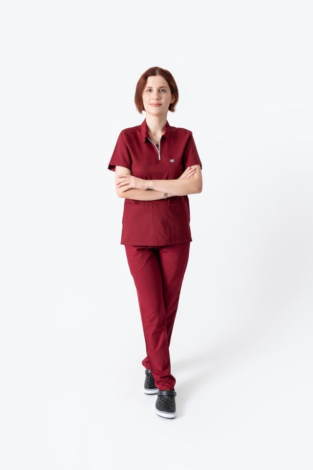 960 Bordo Polo Yaka Fermuarlı Takım