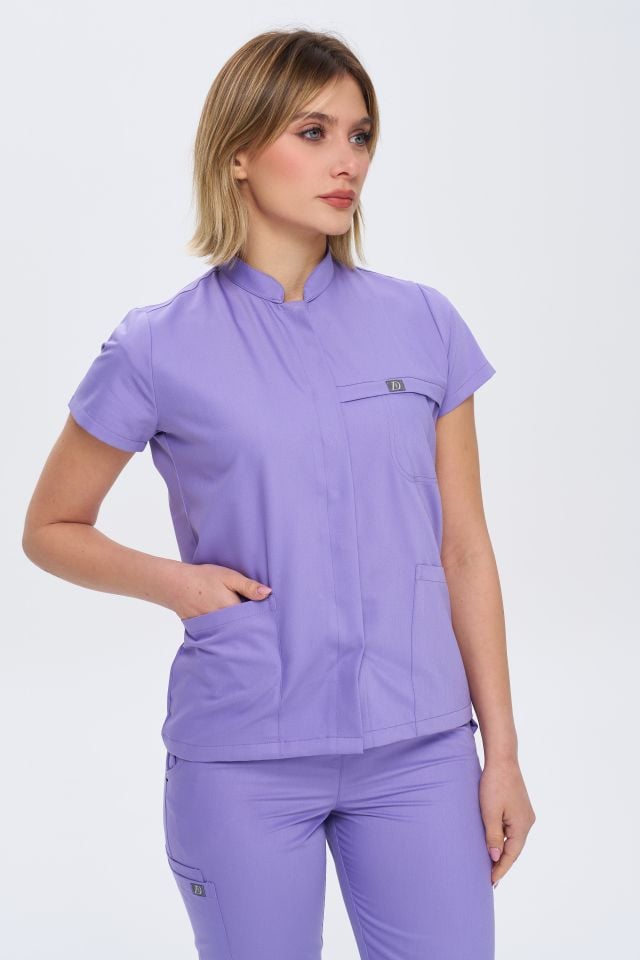 930 Açık Lila  Gizli Çıtçıtlı Likralı Viscon Tek Üst