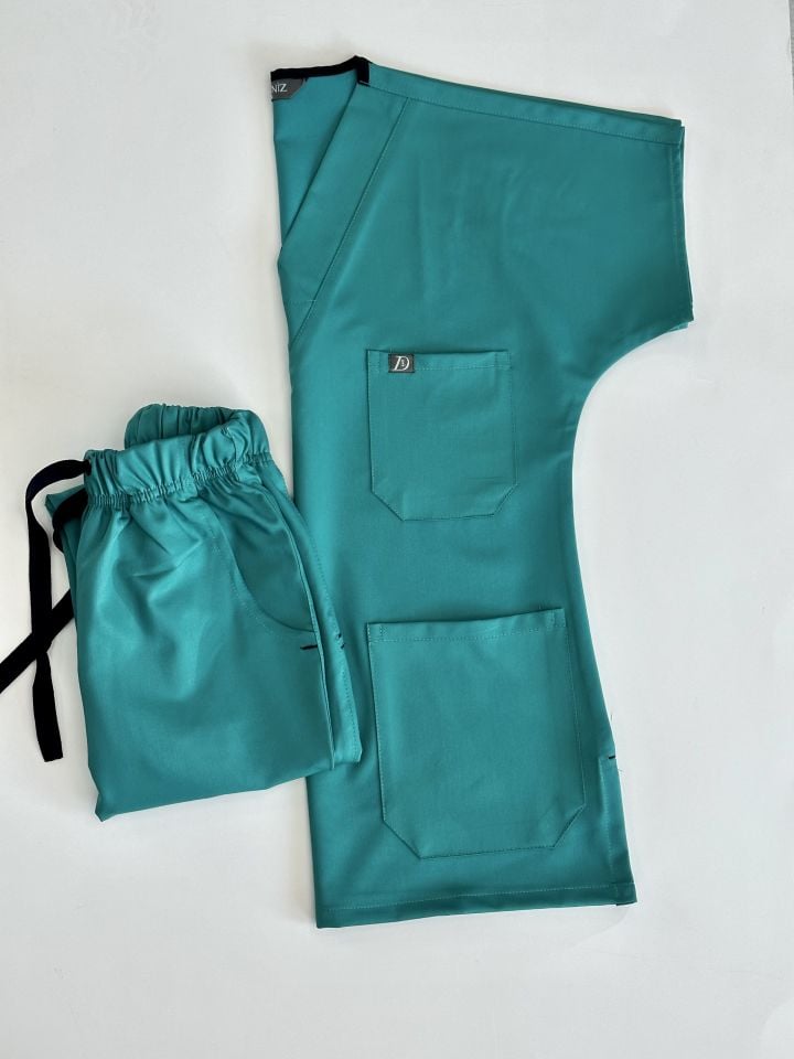 925 Benetton Yeşil Likralı Viscon Kumaş Takım