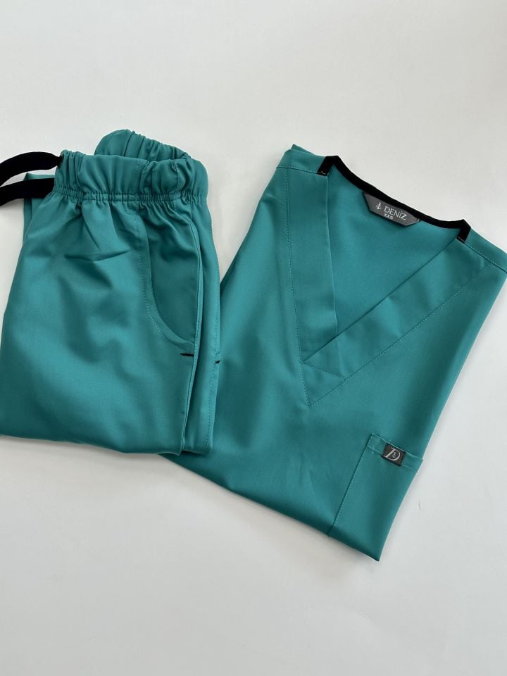 925 Benetton Yeşil Likralı Viscon Kumaş Takım