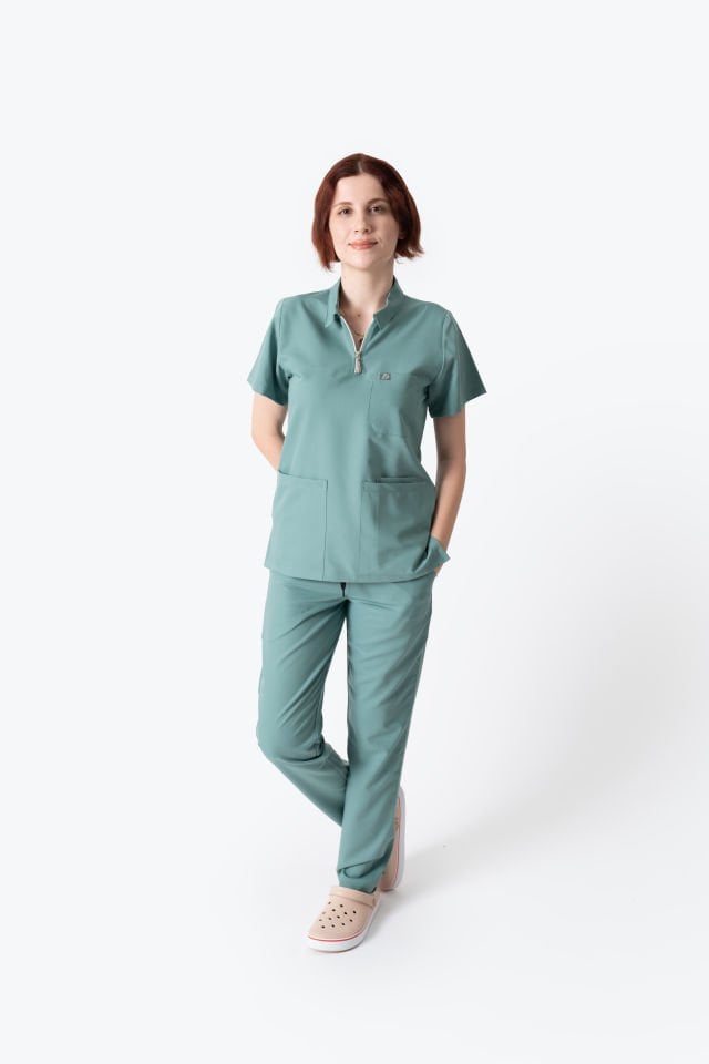 960 Küf Yeşili Polo Yaka Fermuarlı Takım